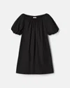 Lafayette 148 New York Gathered Neck Travel Cotton Blend Dress In Black