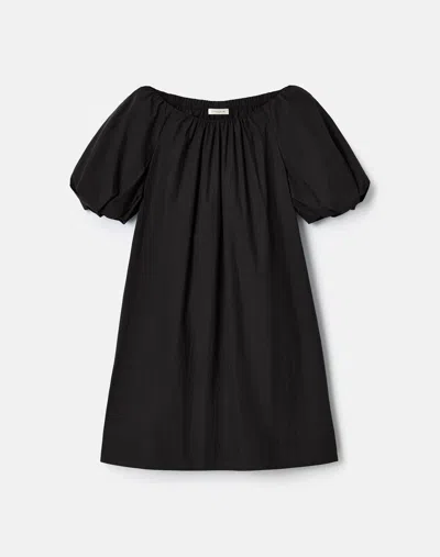 Lafayette 148 Travel Cotton Short Sleeve Shift Dress In Black
