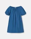 Lafayette 148 Travel Cotton Short Sleeve Shift Dress In Royale