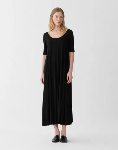 Lafayette 148 Travel Jersey Short Sleeve Midi Dress In Black