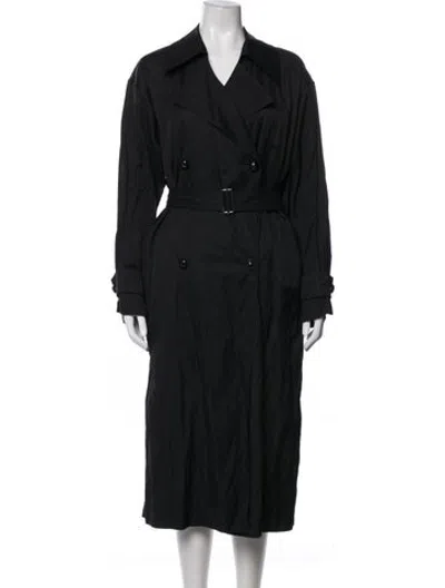 Pre-owned Lafayette 148 Trench Coat In Black