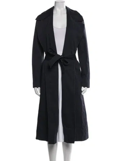Pre-owned Lafayette 148 Trench Coat In Blue