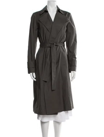 Pre-owned Lafayette 148 Trench Coat In Grey