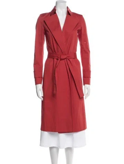 Pre-owned Lafayette 148 Trench Coat In Red