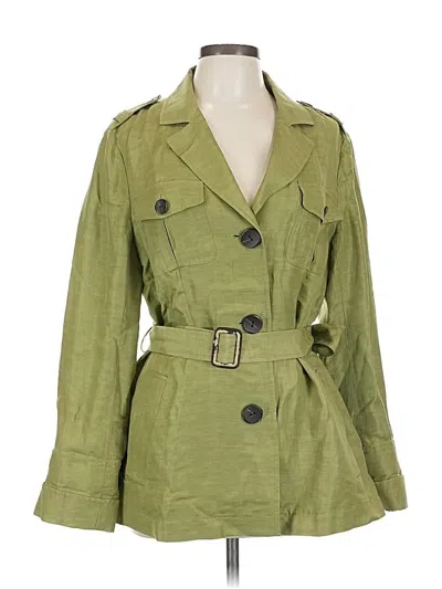 Pre-owned Lafayette 148 Trenchcoat In Green