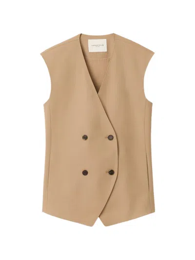Lafayette 148 New York Tropical Wool Blend Double Breasted Vest In Nude