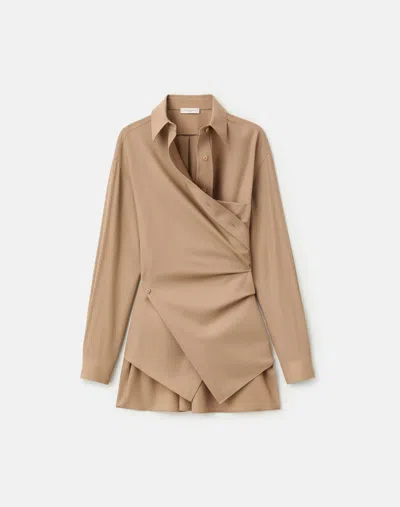 Lafayette 148 Tropical Wool Convertible Wrap Blouse In Neutral