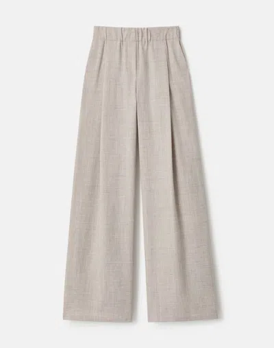 Lafayette 148 Tropical Wool Silk Pleated Wide Leg Pants In Gray
