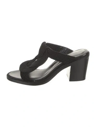 Pre-owned Lafayette 148 T-strap Sandals In Black