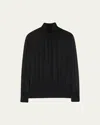 Lafayette 148 Turtleneck Blouson-sleeve Silk Georgette Blouse