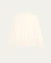 Lafayette 148 Turtleneck Blouson-sleeve Silk Georgette Blouse In Cloud