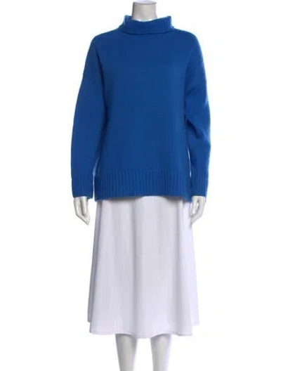 Pre-owned Lafayette 148 Turtleneck Sweater In Blue