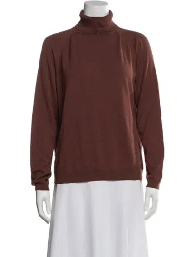 Pre-owned Lafayette 148 Turtleneck Sweater In Brown