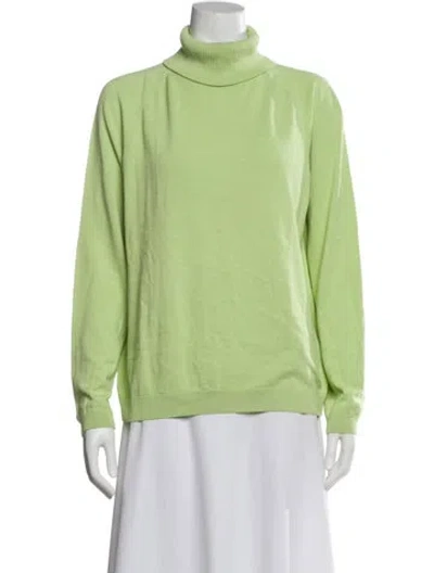Pre-owned Lafayette 148 Turtleneck Sweater In Green