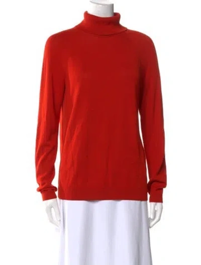 Pre-owned Lafayette 148 Turtleneck Sweater In Orange