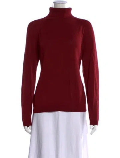 Pre-owned Lafayette 148 Turtleneck Sweater In Red
