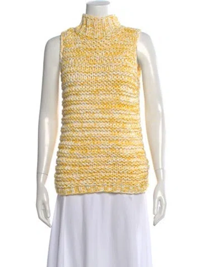 Pre-owned Lafayette 148 Turtleneck Sweater In Yellow