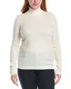 Lafayette 148 Metallic Trim Cashmere Turtleneck Sweater In White