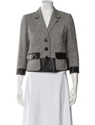 Pre-owned Lafayette 148 Tweed Pattern Blazer In Black