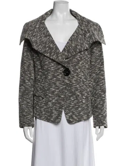 Pre-owned Lafayette 148 Tweed Pattern Blazer In Black