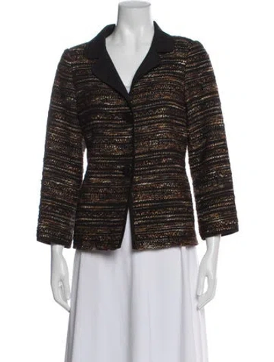 Pre-owned Lafayette 148 Tweed Pattern Blazer In Black