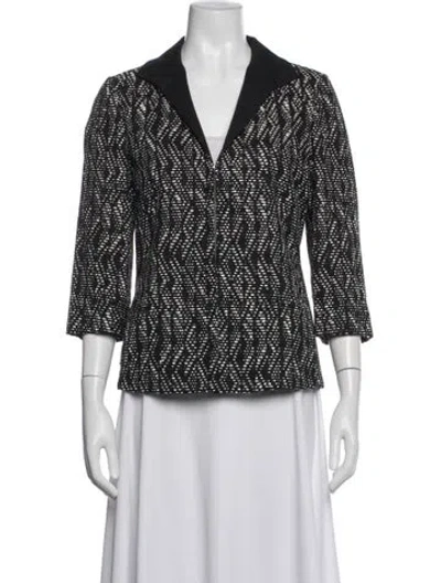 Pre-owned Lafayette 148 Tweed Pattern Blazer In Black