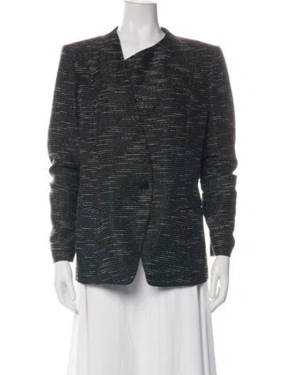 Pre-owned Lafayette 148 Tweed Pattern Blazer In Black