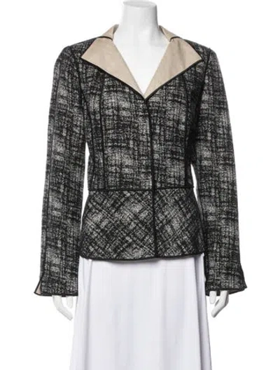 Pre-owned Lafayette 148 Tweed Pattern Blazer In Black