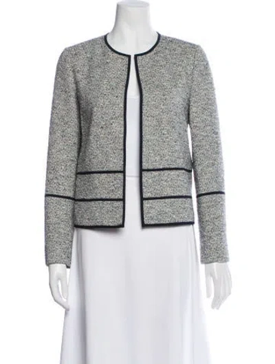 Pre-owned Lafayette 148 Tweed Pattern Blazer In Blue