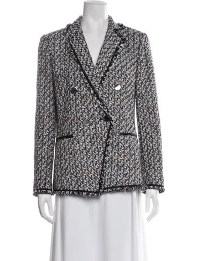 Pre-owned Lafayette 148 Tweed Pattern Blazer In Blue