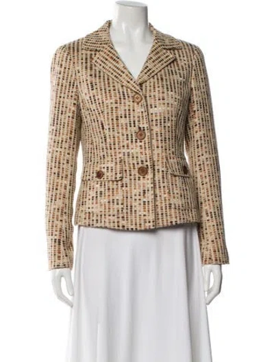 Pre-owned Lafayette 148 Tweed Pattern Blazer In Brown