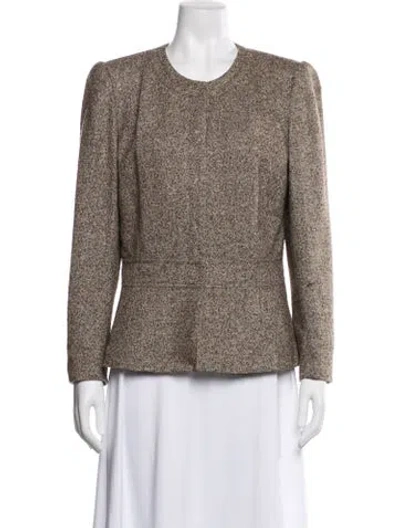 Pre-owned Lafayette 148 Tweed Pattern Blazer In Brown