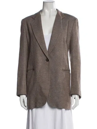Pre-owned Lafayette 148 Tweed Pattern Blazer In Brown