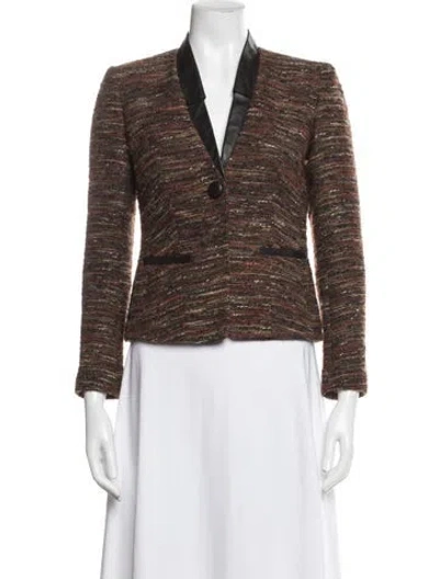 Pre-owned Lafayette 148 Tweed Pattern Blazer In Brown