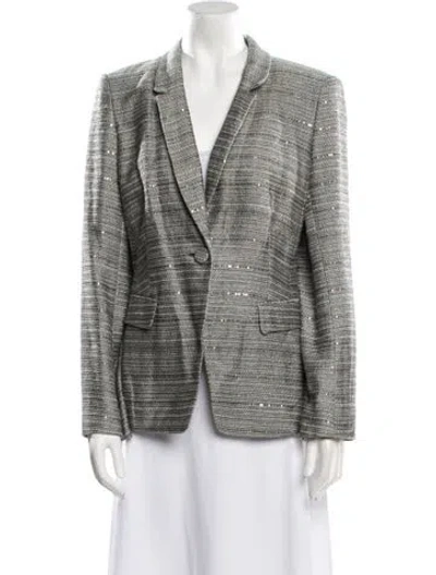Pre-owned Lafayette 148 Tweed Pattern Blazer In Gray