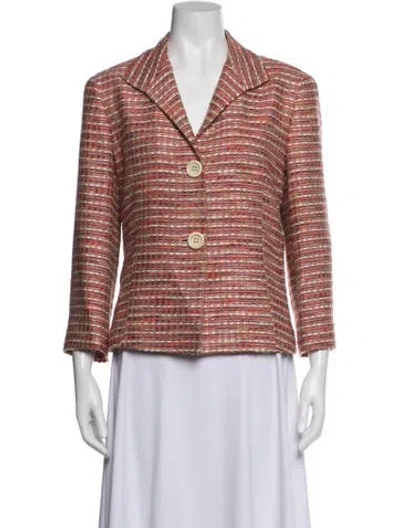 Pre-owned Lafayette 148 Tweed Pattern Blazer In Multicolor