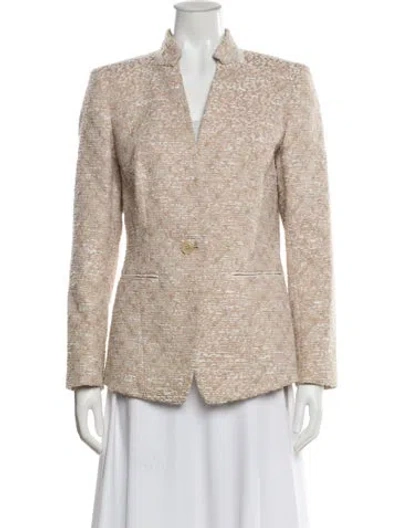 Pre-owned Lafayette 148 Tweed Pattern Blazer In Neutral