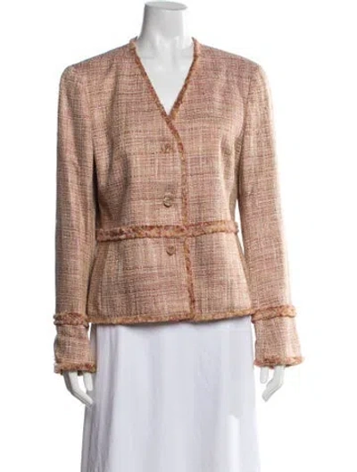 Pre-owned Lafayette 148 Tweed Pattern Blazer In Neutral