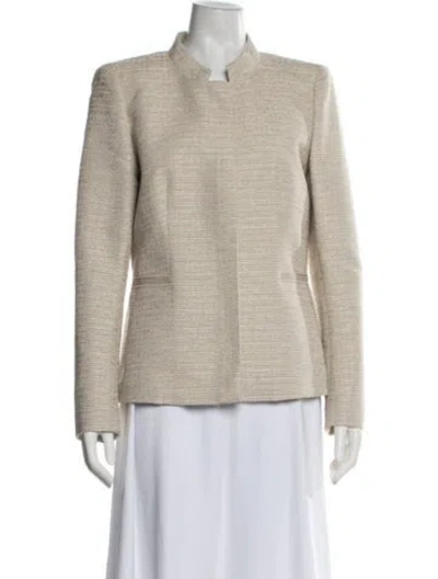 Pre-owned Lafayette 148 Tweed Pattern Blazer In Neutrals