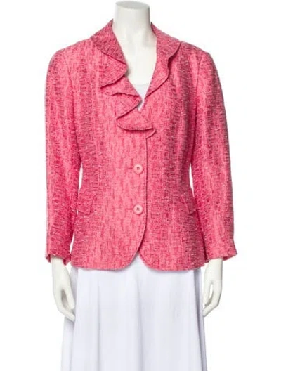 Pre-owned Lafayette 148 Tweed Pattern Blazer In Orange