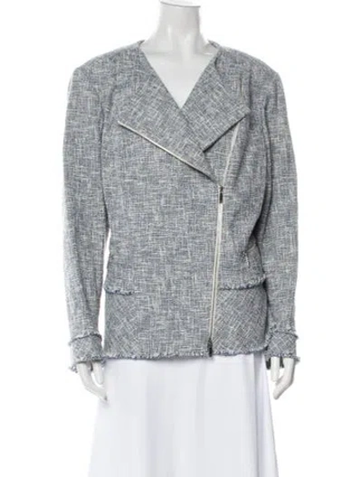 Pre-owned Lafayette 148 Tweed Pattern Blazer W/ Tags In Blue