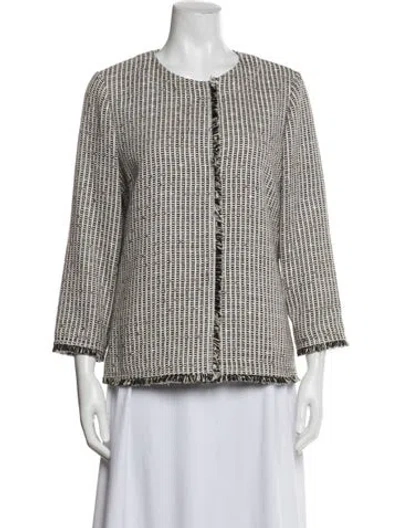 Pre-owned Lafayette 148 Tweed Pattern Blazer W/ Tags In White
