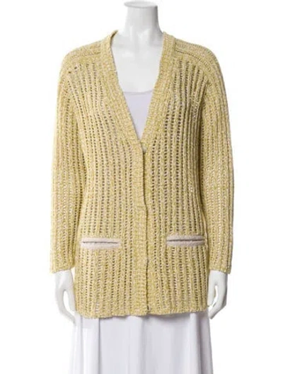 Pre-owned Lafayette 148 Tweed Pattern Blazer In Yellow
