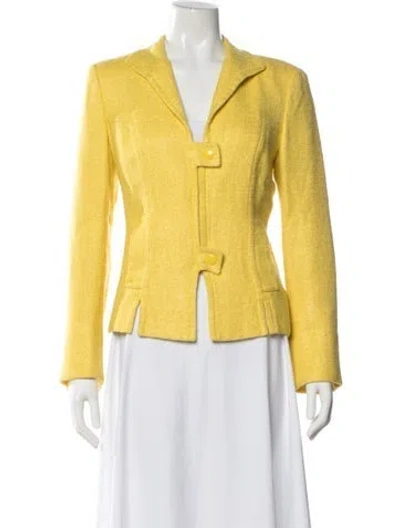 Pre-owned Lafayette 148 Tweed Pattern Blazer In Yellow