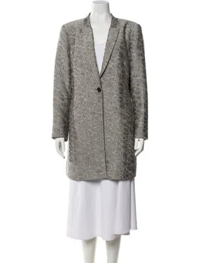 Pre-owned Lafayette 148 Tweed Pattern Coat In Gray