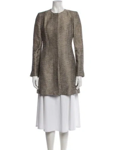 Pre-owned Lafayette 148 Tweed Pattern Coat In Neutral