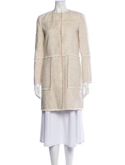 Pre-owned Lafayette 148 Tweed Pattern Coat In Neutral