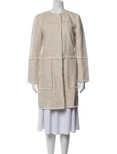 Pre-owned Lafayette 148 Tweed Pattern Coat In Neutrals
