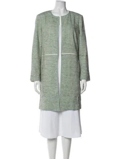 Pre-owned Lafayette 148 Tweed Pattern Coat W/ Tags In Green