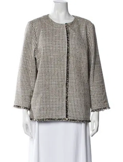 Pre-owned Lafayette 148 Tweed Pattern Evening Jacket In Black